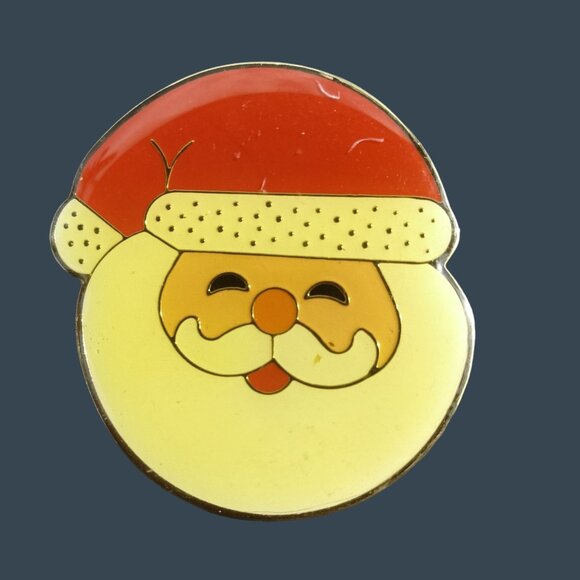 Santa Claus Christmas Pin Brooch Holiday Jewelry Happy Smiling Enamel - Picture 1 of 3